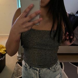 grey ribbed top